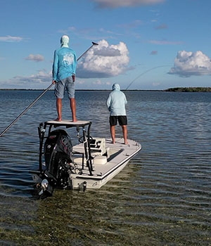 flats fishing on a flats fishing skiff