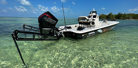 bay boat used for backcountry fishing in the water